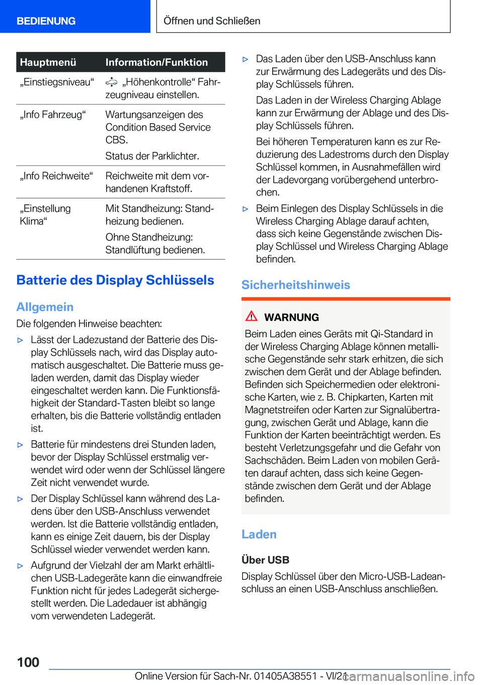 BMW X6 2022  Betriebsanleitungen (in German) �H�a�u�p�t�m�e�n�