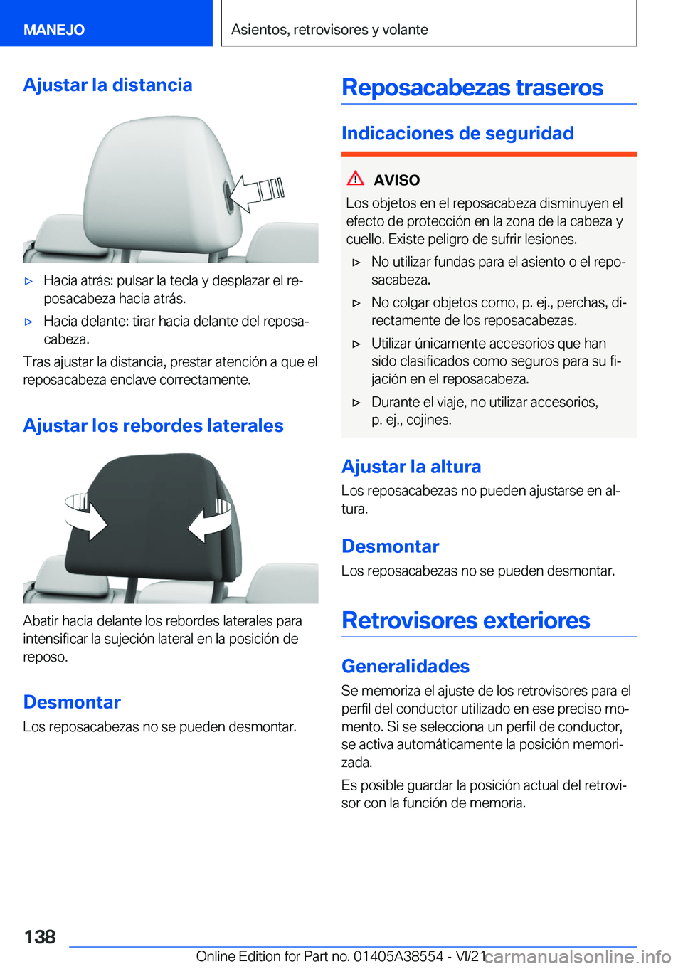 BMW X6 2022  Manuales de Empleo (in Spanish) �A�j�u�s�t�a�r��l�a��d�i�s�t�a�n�c�i�ax�H�a�c�i�a��a�t�r�