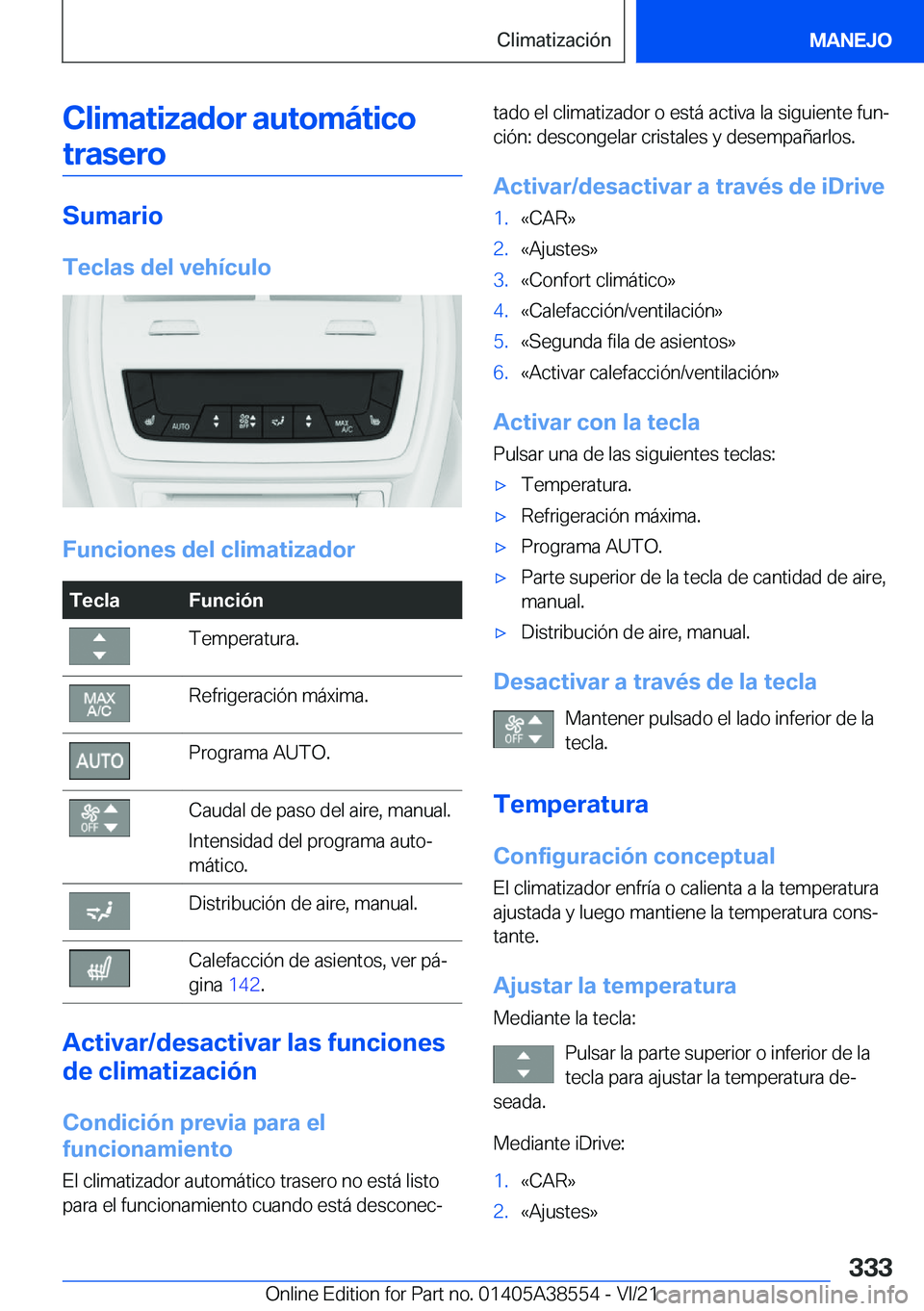 BMW X6 2022  Manuales de Empleo (in Spanish) �C�l�i�m�a�t�i�z�a�d�o�r��a�u�t�o�m�