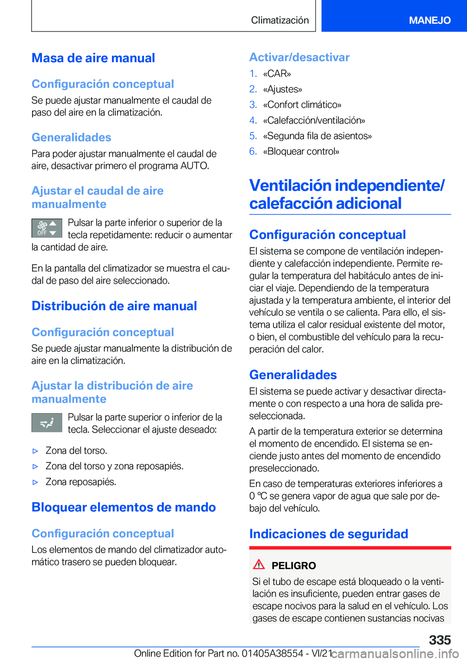 BMW X6 2022  Manuales de Empleo (in Spanish) �M�a�s�a��d�e��a�i�r�e��m�a�n�u�a�l�C�o�n�f�i�g�u�r�a�c�i�