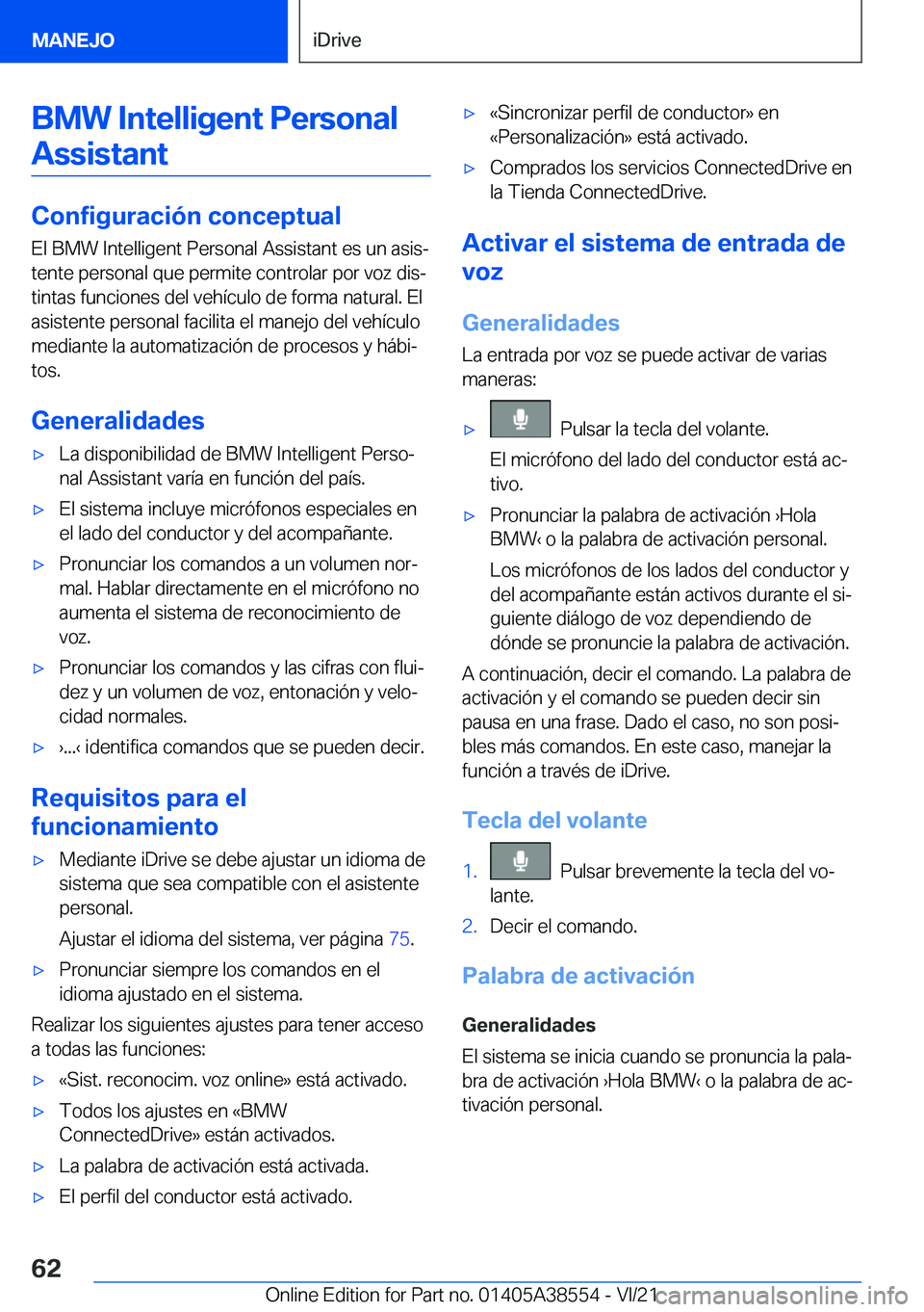 BMW X6 2022  Manuales de Empleo (in Spanish) �B�M�W��I�n�t�e�l�l�i�g�e�n�t��P�e�r�s�o�n�a�l�A�s�s�i�s�t�a�n�t
�C�o�n�f�i�g�u�r�a�c�i�