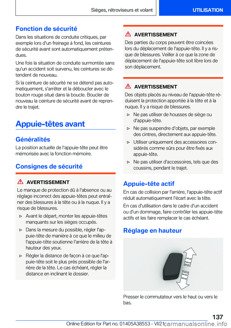 BMW X6 2022  Notices Demploi (in French) �F�o�n�c�t�i�o�n��d�e��s�é�c�u�r�i�t�é
�D�a�n�s��l�e�s��s�i�t�u�a�t�i�o�n�s��d�e��c�o�n�d�u�i�t�e��c�r�i�t�i�q�u�e�s�,��p�a�r
�e�x�e�m�p�l�e��l�o�r�s��d�'�u�n��f�r�e�i�n�a�g�e��