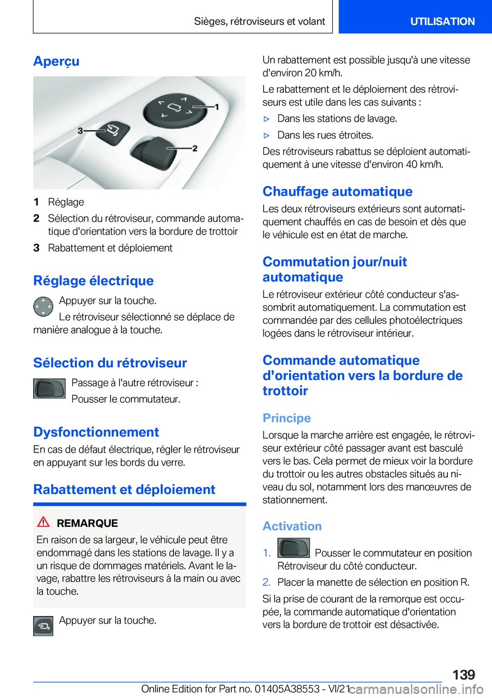 BMW X6 2022  Notices Demploi (in French) �A�p�e�r�ç�u�1�R�é�g�l�a�g�e�2�S�é�l�e�c�t�i�o�n��d�u��r�é�t�r�o�v�i�s�e�u�r�,��c�o�m�m�a�n�d�e��a�u�t�o�m�aj
�t�i�q�u�e��d�'�o�r�i�e�n�t�a�t�i�o�n��v�e�r�s��l�a��b�o�r�d�u�r�e��d�e�
