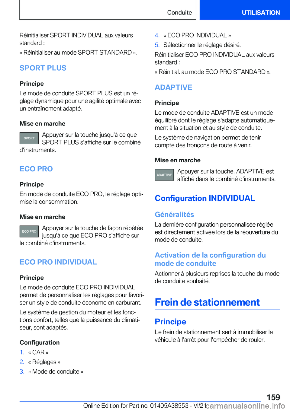 BMW X6 2022  Notices Demploi (in French) �R�é�i�n�i�t�i�a�l�i�s�e�r��S�P�O�R�T��I�N�D�I�V�I�D�U�A�L��a�u�x��v�a�l�e�u�r�s�s�t�a�n�d�a�r�d��:
�k��R�é�i�n�i�t�i�a�l�i�s�e�r��a�u��m�o�d�e��S�P�O�R�T��S�T�A�N�D�A�R�D��{�.
�S�P�O�R�T
