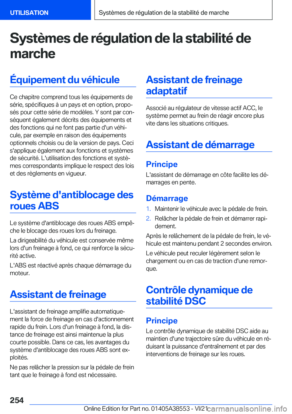BMW X6 2022  Notices Demploi (in French) �S�y�s�t�è�m�e�s��d�e��r�é�g�u�l�a�t�i�o�n��d�e��l�a��s�t�a�b�i�l�i�t�é��d�e�m�a�r�c�h�e�