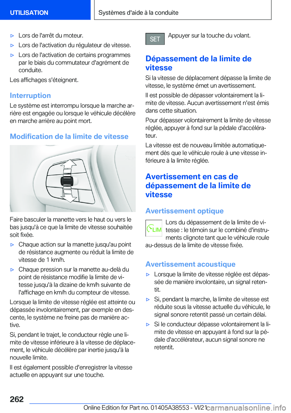 BMW X6 2022  Notices Demploi (in French) 'x�L�o�r�s��d�e��l�'�a�r�r�ê�t��d�u��m�o�t�e�u�r�.'x�L�o�r�s��d�e��l�'�a�c�t�i�v�a�t�i�o�n��d�u��r�é�g�u�l�a�t�e�u�r��d�e��v�i�t�e�s�s�e�.'x�L�o�r�s��d�e��l�'�a�c
