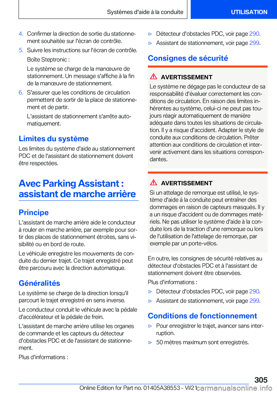 BMW X6 2022  Notices Demploi (in French) �4�.�C�o�n�f�i�r�m�e�r��l�a��d�i�r�e�c�t�i�o�n��d�e��s�o�r�t�i�e��d�u��s�t�a�t�i�o�n�n�ej
�m�e�n�t��s�o�u�h�a�i�t�é�e��s�u�r��l�'�é�c�r�a�n��d�e��c�o�n�t�r�