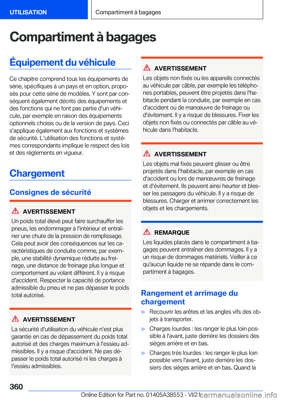 BMW X6 2022  Notices Demploi (in French) �C�o�m�p�a�r�t�i�m�e�n�t��