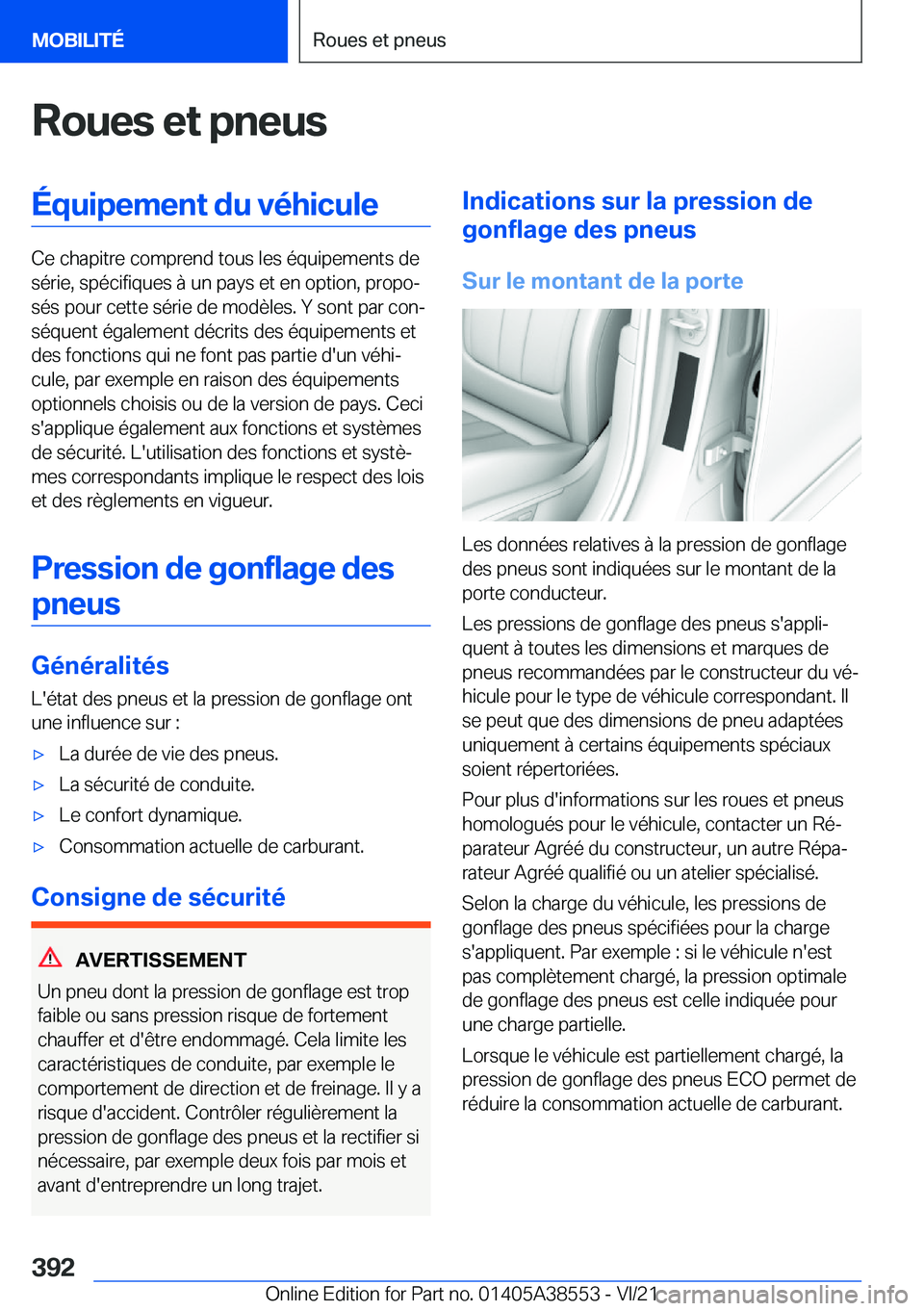 BMW X6 2022  Notices Demploi (in French) �R�o�u�e�s��e�t��p�n�e�u�s�