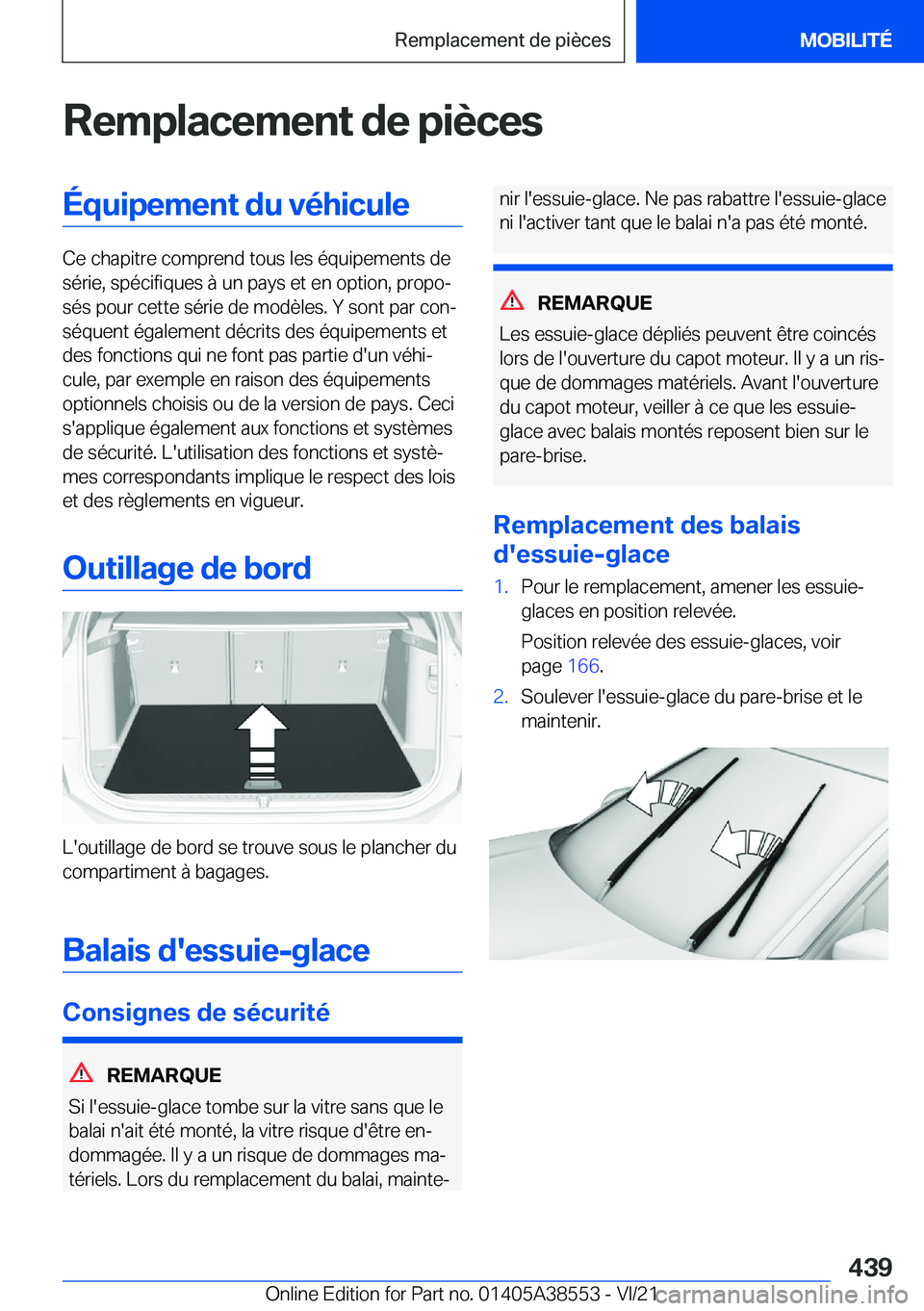 BMW X6 2022  Notices Demploi (in French) �R�e�m�p�l�a�c�e�m�e�n�t��d�e��p�i�è�c�e�s�
