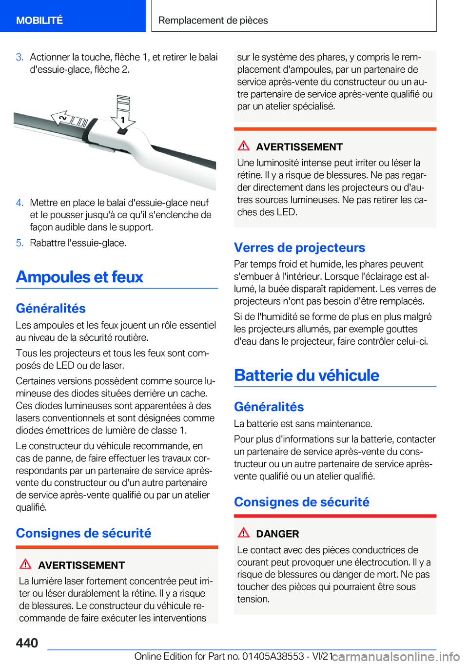 BMW X6 2022  Notices Demploi (in French) �3�.�A�c�t�i�o�n�n�e�r��l�a��t�o�u�c�h�e�,��f�l�è�c�h�e��1�,��e�t��r�e�t�i�r�e�r��l�e��b�a�l�a�i
�d�'�e�s�s�u�i�e�-�g�l�a�c�e�,��f�l�è�c�h�e��2�.�4�.�M�e�t�t�r�e��e�n��p�l�a�c�e��l�
