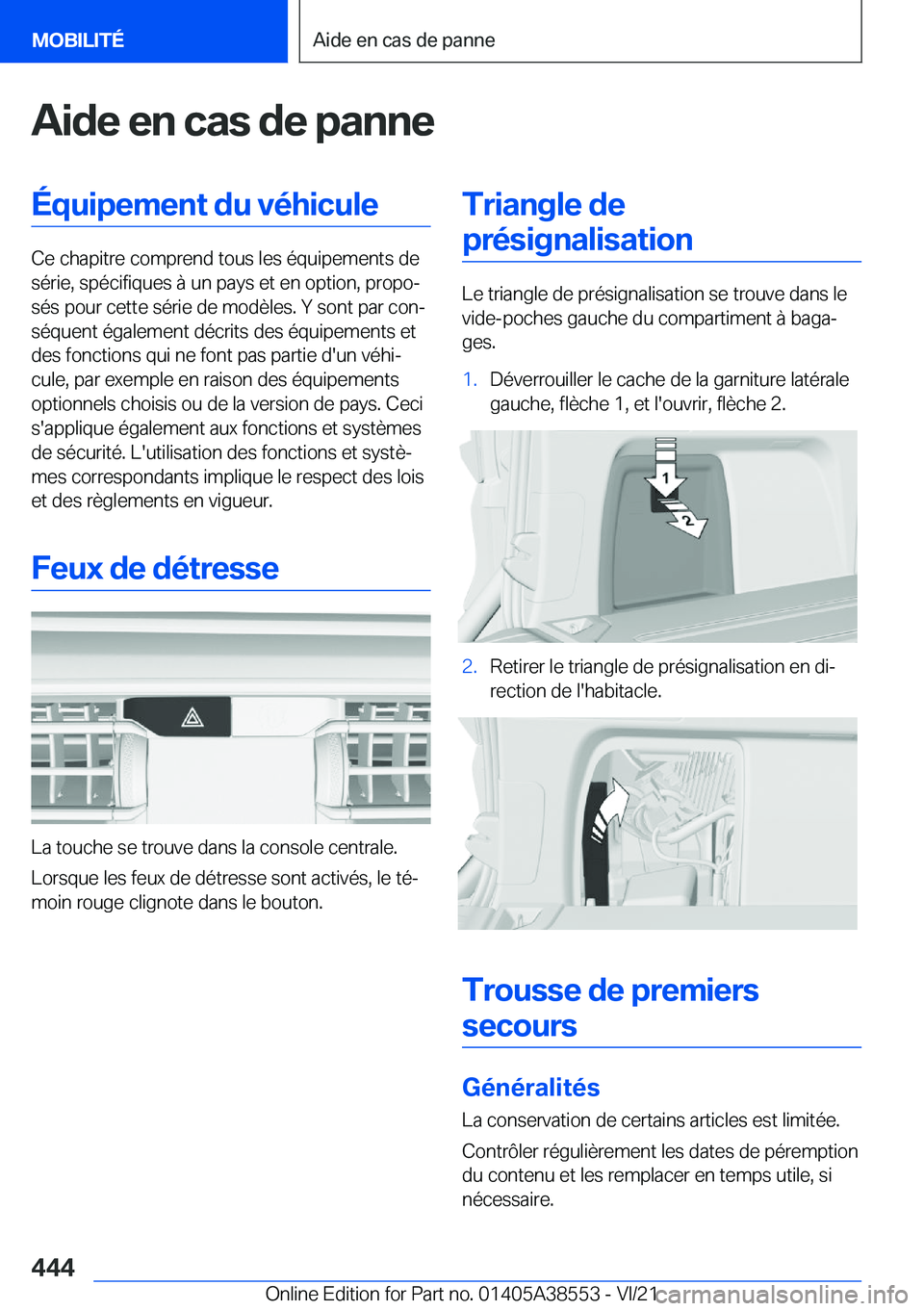 BMW X6 2022  Notices Demploi (in French) �A�i�d�e��e�n��c�a�s��d�e��p�a�n�n�e�