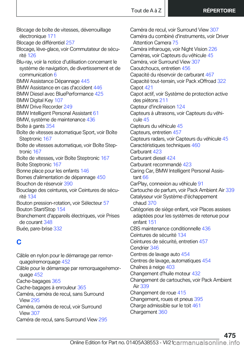 BMW X6 2022  Notices Demploi (in French) �B�l�o�c�a�g�e��d�e��b�o�