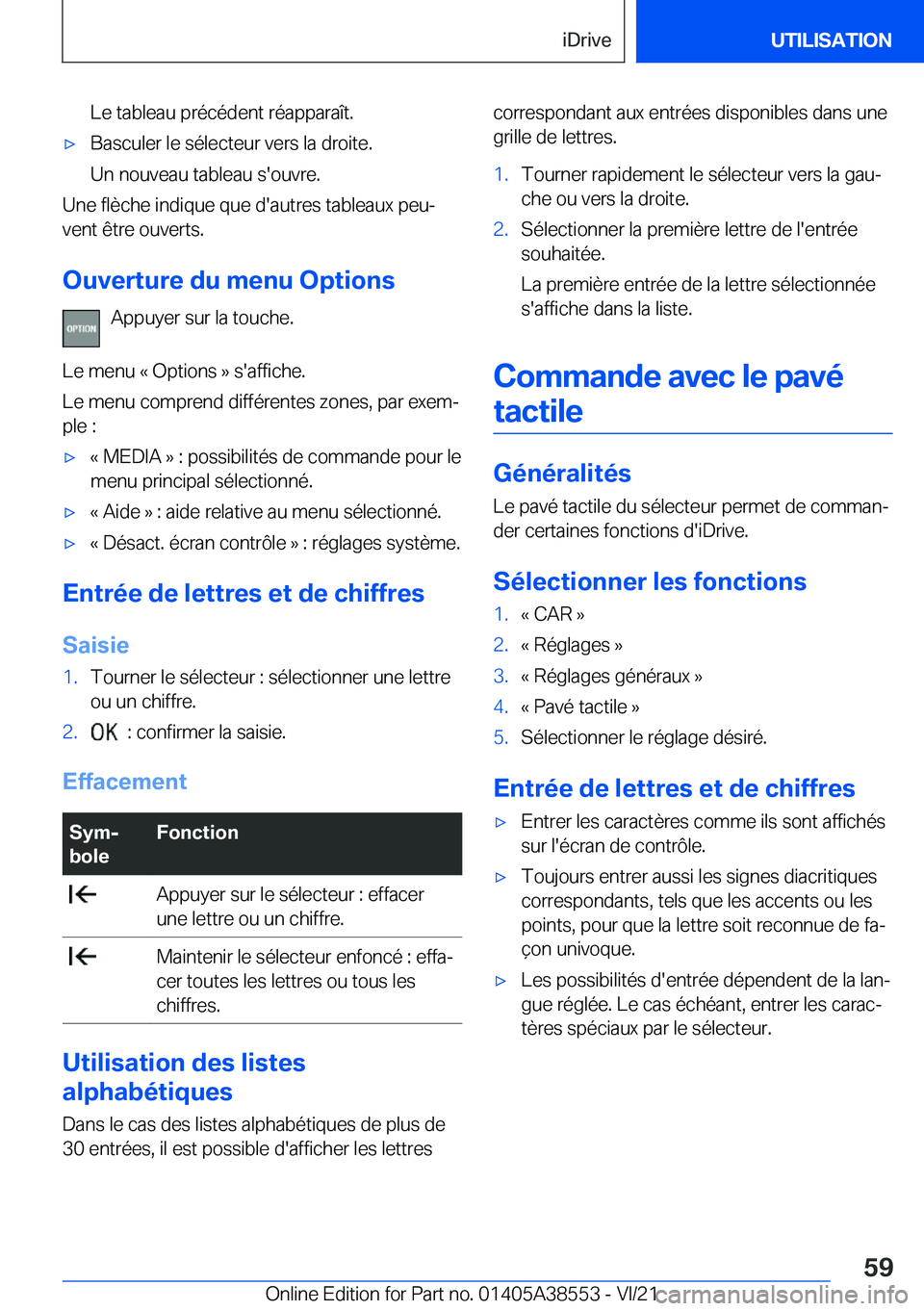 BMW X6 2022  Notices Demploi (in French) �L�e��t�a�b�l�e�a�u��p�r�é�c�é�d�e�n�t��r�é�a�p�p�a�r�a�