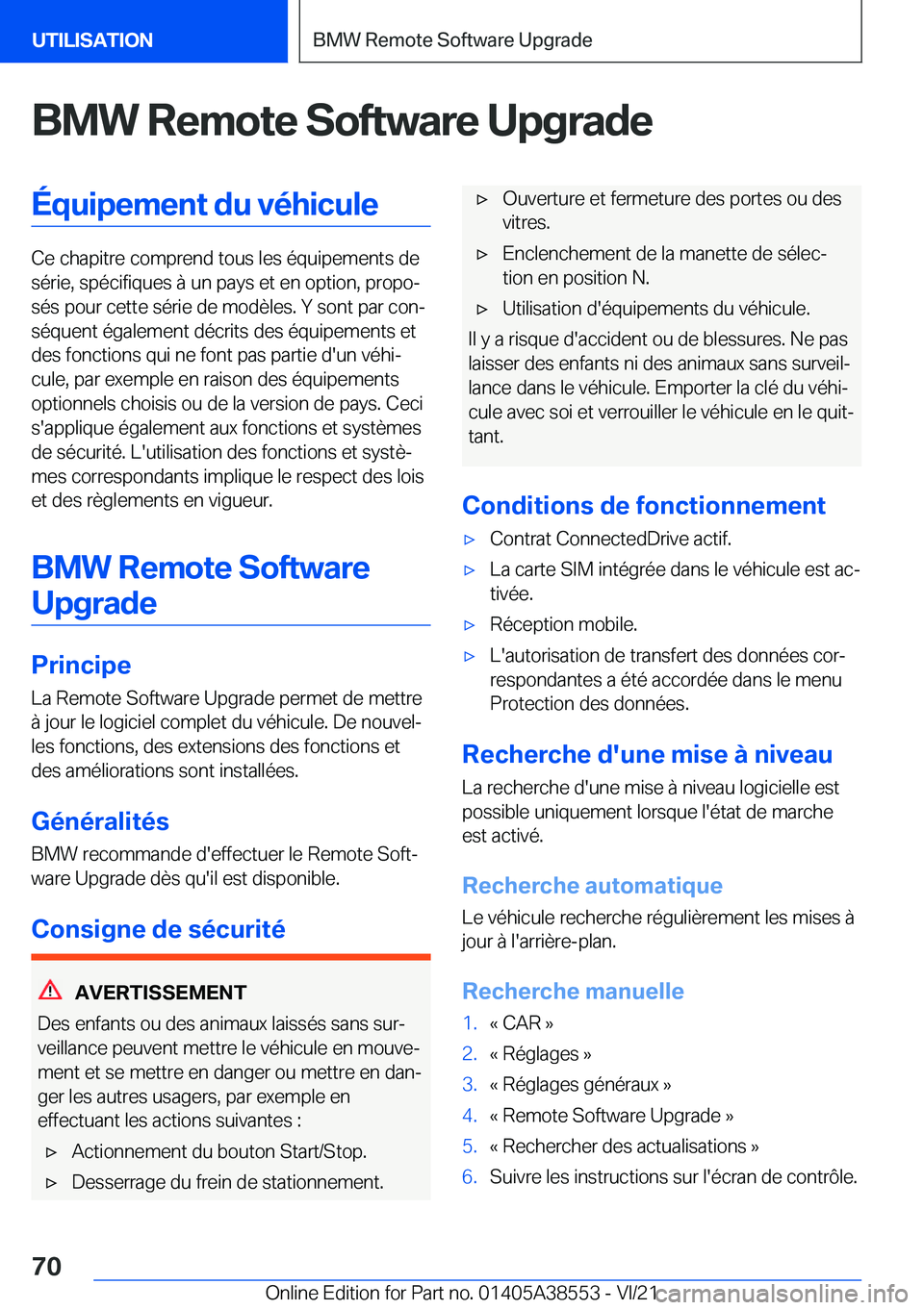 BMW X6 2022  Notices Demploi (in French) �B�M�W��R�e�m�o�t�e��S�o�f�t�w�a�r�e��U�p�g�r�a�d�e�