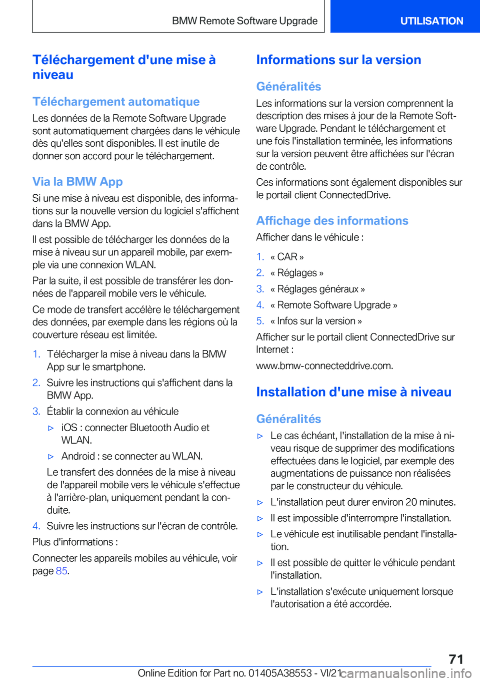 BMW X6 2022  Notices Demploi (in French) �T�é�l�é�c�h�a�r�g�e�m�e�n�t��d�'�u�n�e��m�i�s�e��