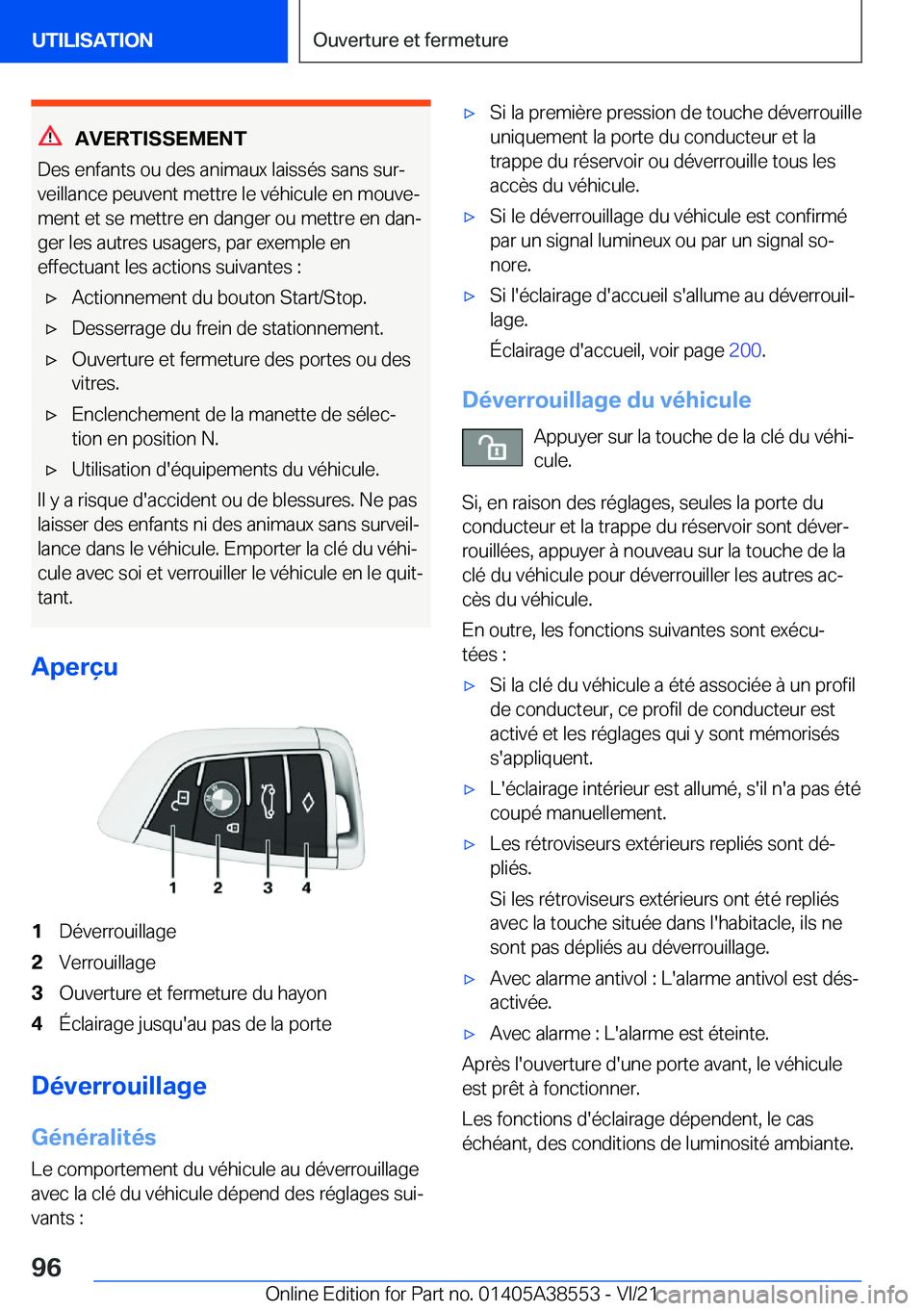 BMW X6 2022  Notices Demploi (in French) �A�V�E�R�T�I�S�S�E�M�E�N�T
�D�e�s��e�n�f�a�n�t�s��o�u��d�e�s��a�n�i�m�a�u�x��l�a�i�s�s�é�s��s�a�n�s��s�u�rj
�v�e�i�l�l�a�n�c�e��p�e�u�v�e�n�t��m�e�t�t�r�e��l�e��v�é�h�i�c�u�l�e��e�n��m