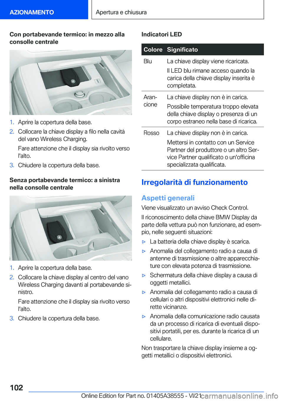 BMW X6 2022  Libretti Di Uso E manutenzione (in Italian) �C�o�n��p�o�r�t�a�b�e�v�a�n�d�e��t�e�r�m�i�c�o�:��i�n��m�e�z�z�o��a�l�l�a
�c�o�n�s�o�l�l�e��c�e�n�t�r�a�l�e�1�.�A�p�r�i�r�e��l�a��c�o�p�e�r�t�u�r�a��d�e�l�l�a��b�a�s�e�.�2�.�C�o�l�l�o�c�a�r�