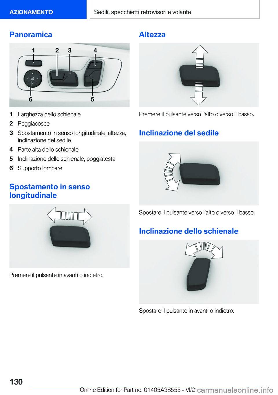 BMW X6 2022  Libretti Di Uso E manutenzione (in Italian) �P�a�n�o�r�a�m�i�c�a�1�L�a�r�g�h�e�z�z�a��d�e�l�l�o��s�c�h�i�e�n�a�l�e�2�P�o�g�g�i�a�c�o�s�c�e�3�S�p�o�s�t�a�m�e�n�t�o��i�n��s�e�n�s�o��l�o�n�g�i�t�u�d�i�n�a�l�e�,��a�l�t�e�z�z�a�,
�i�n�c�l�i�n�