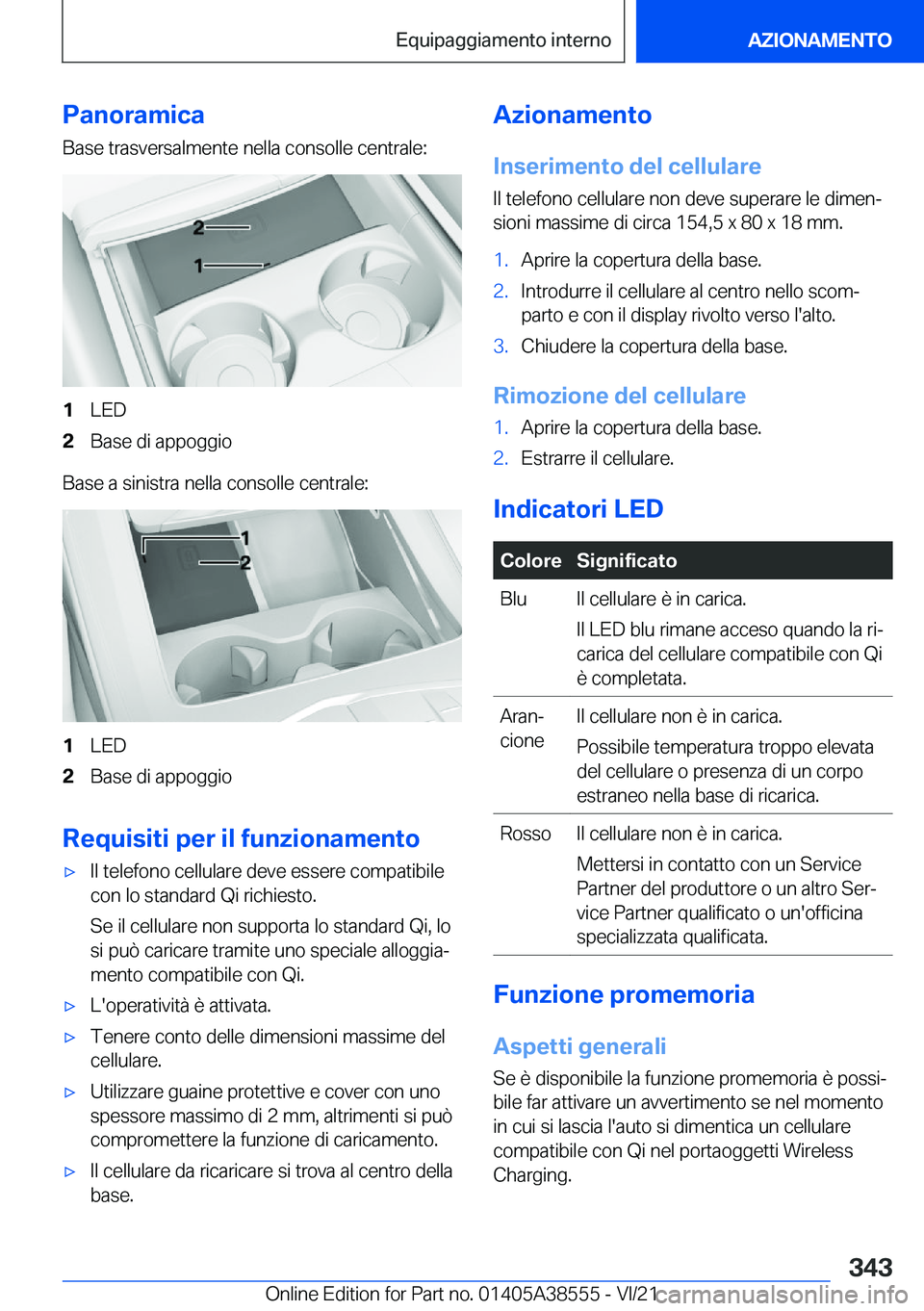 BMW X6 2022  Libretti Di Uso E manutenzione (in Italian) �P�a�n�o�r�a�m�i�c�a
�B�a�s�e��t�r�a�s�v�e�r�s�a�l�m�e�n�t�e��n�e�l�l�a��c�o�n�s�o�l�l�e��c�e�n�t�r�a�l�e�:�1�L�E�D�2�B�a�s�e��d�i��a�p�p�o�g�g�i�o
�B�a�s�e��a��s�i�n�i�s�t�r�a��n�e�l�l�a��c