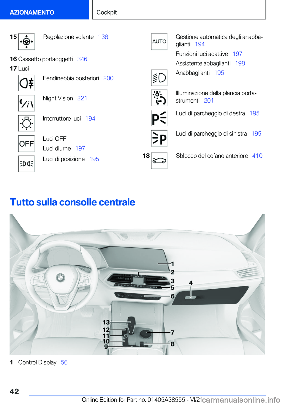 BMW X6 2022  Libretti Di Uso E manutenzione (in Italian) �1�5�R�e�g�o�l�a�z�i�o�n�e��v�o�l�a�n�t�e\_�1�3�8�1�6�C�a�s�s�e�t�t�o��p�o�r�t�a�o�g�g�e�t�t�i\_ �3�4�6�1�7�L�u�c�i�F�e�n�d�i�n�e�b�b�i�a��p�o�s�t�e�r�i�o�r�i\_ �2�0�0�N�i�g�h�t��V�i�s�i�o�n