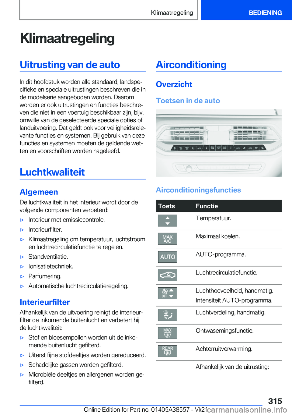 BMW X6 2022  Instructieboekjes (in Dutch) �K�l�i�m�a�a�t�r�e�g�e�l�i�n�g�U�i�t�r�u�s�t�i�n�g��v�a�n��d�e��a�u�t�o
�I�n��d�i�t��h�o�o�f�d�s�t�u�k��w�o�r�d�e�n��a�l�l�e��s�t�a�n�d�a�a�r�d�,��l�a�n�d�s�p�ej�c�i�f�i�e�k�e��e�n��s�p�e�