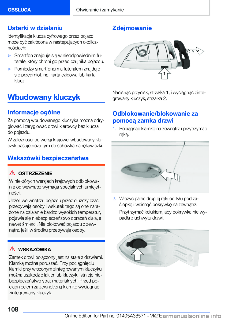 BMW X6 2022  Instrukcja obsługi (in Polish) �U�s�t�e�r�k�i��w��d�z�i�a�ł�a�n�i�u
�I�d�e�n�t�y�f�i�k�a�c�j�a��k�l�u�c�z�a��c�y�f�r�o�w�e�g�o��p�r�z�e�z��p�o�j�a�z�d
�m�o9�e��b�y�