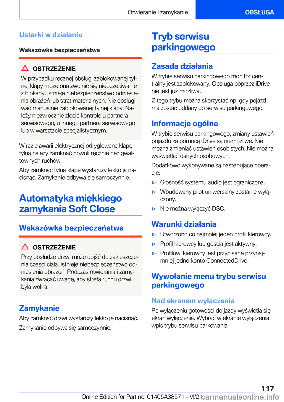 BMW X6 2022  Instrukcja obsługi (in Polish) �U�s�t�e�r�k�i��w��d�z�i�a�ł�a�n�i�u
�W�s�k�a�z�