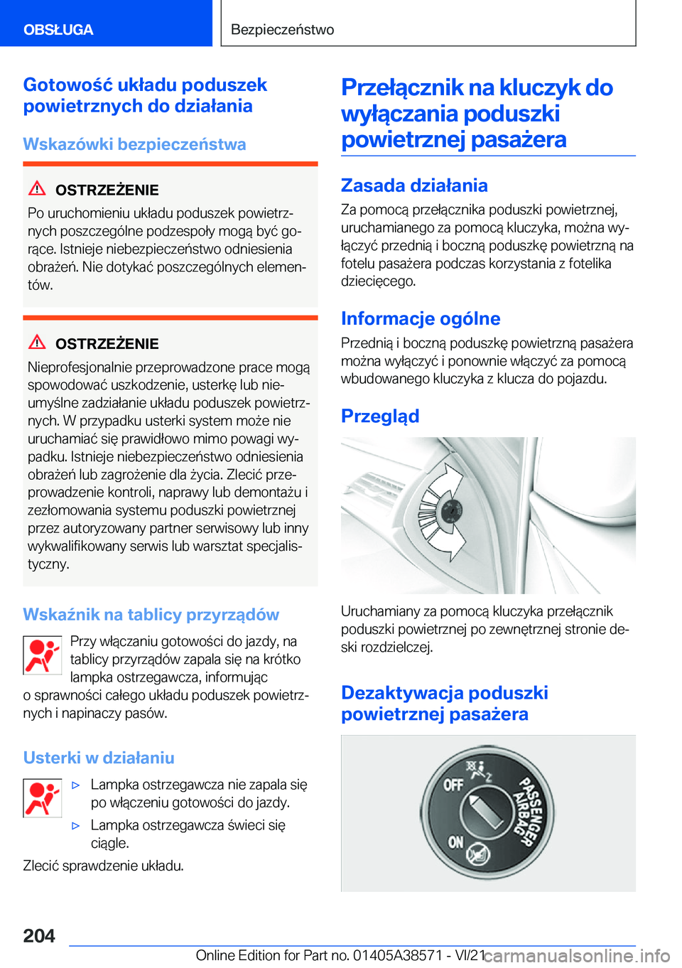 BMW X6 2022  Instrukcja obsługi (in Polish) �G�o�t�o�w�o�ć��u�k�ł�a�d�u��p�o�d�u�s�z�e�k
�p�o�w�i�e�t�r�z�n�y�c�h��d�o��d�z�i�a�ł�a�n�i�a
�W�s�k�a�z�