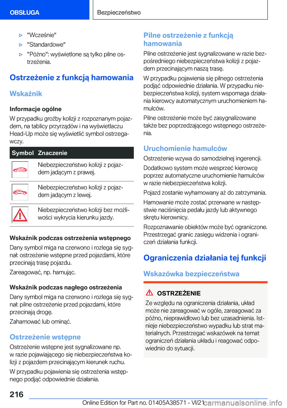 BMW X6 2022  Instrukcja obsługi (in Polish) 'x��W�c�z�e�n�i�e�'x��S�t�a�n�d�a�r�d�o�w�e�'x��P�