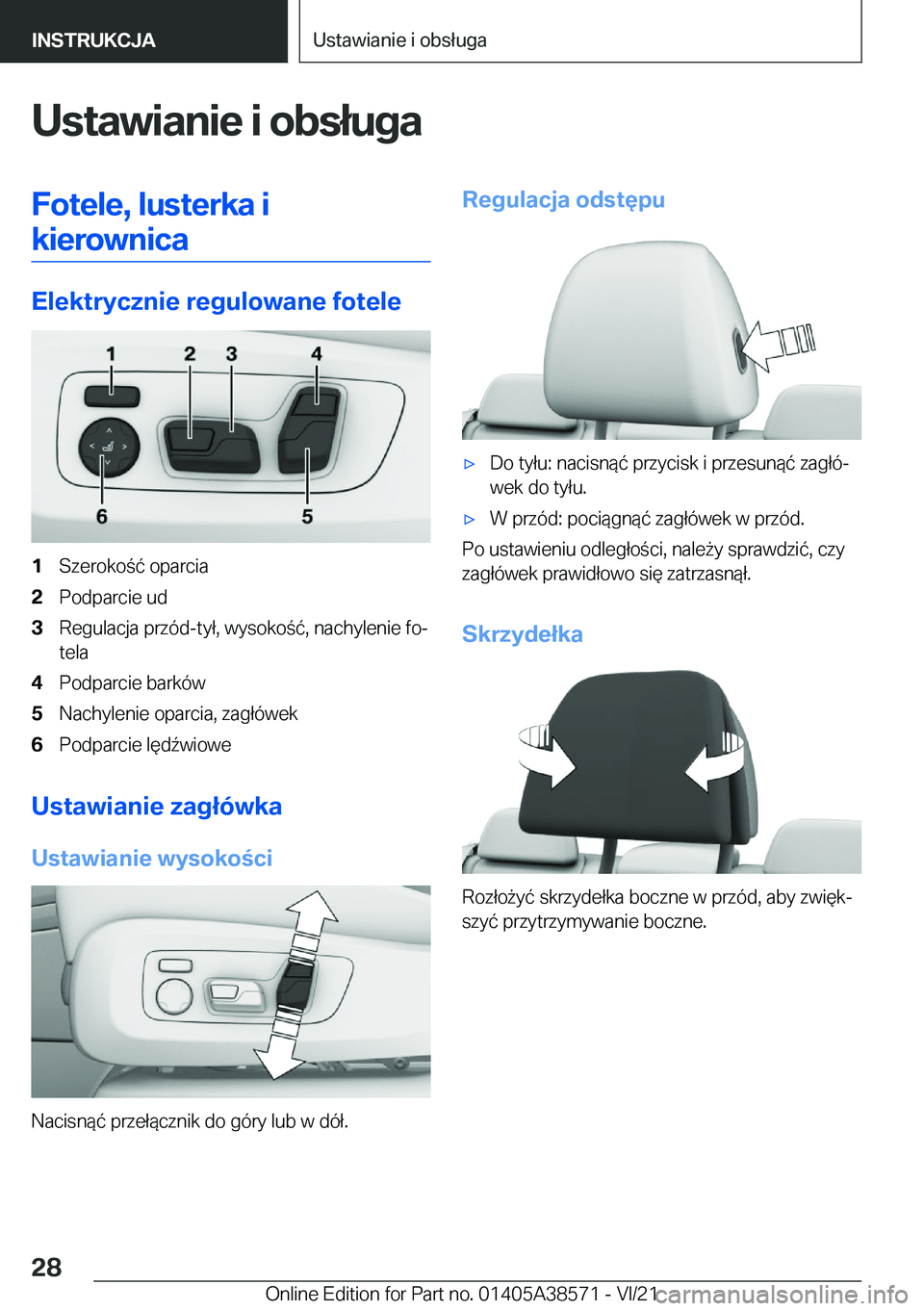 BMW X6 2022  Instrukcja obsługi (in Polish) �U�s�t�a�w�i�a�n�i�e��i��o�b�s�ł�u�g�a�F�o�t�e�l�e�,��l�u�s�t�e�r�k�a��i�k�i�e�r�o�w�n�i�c�a
�E�l�e�k�t�r�y�c�z�n�i�e��r�e�g�u�l�o�w�a�n�e��f�o�t�e�l�e
�1�S�z�e�r�o�k�o�