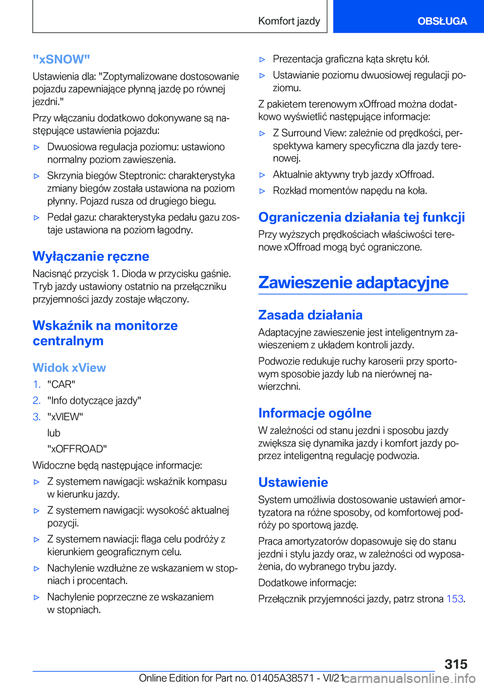 BMW X6 2022  Instrukcja obsługi (in Polish) ��x�S�N�O�W�
�U�s�t�a�w�i�e�n�i�a��d�l�a�:���Z�o�p�t�y�m�a�l�i�z�o�w�a�n�e��d�o�s�t�o�s�o�w�a�n�i�e �p�o�j�a�z�d�u��z�a�p�e�w�n�i�a�j�