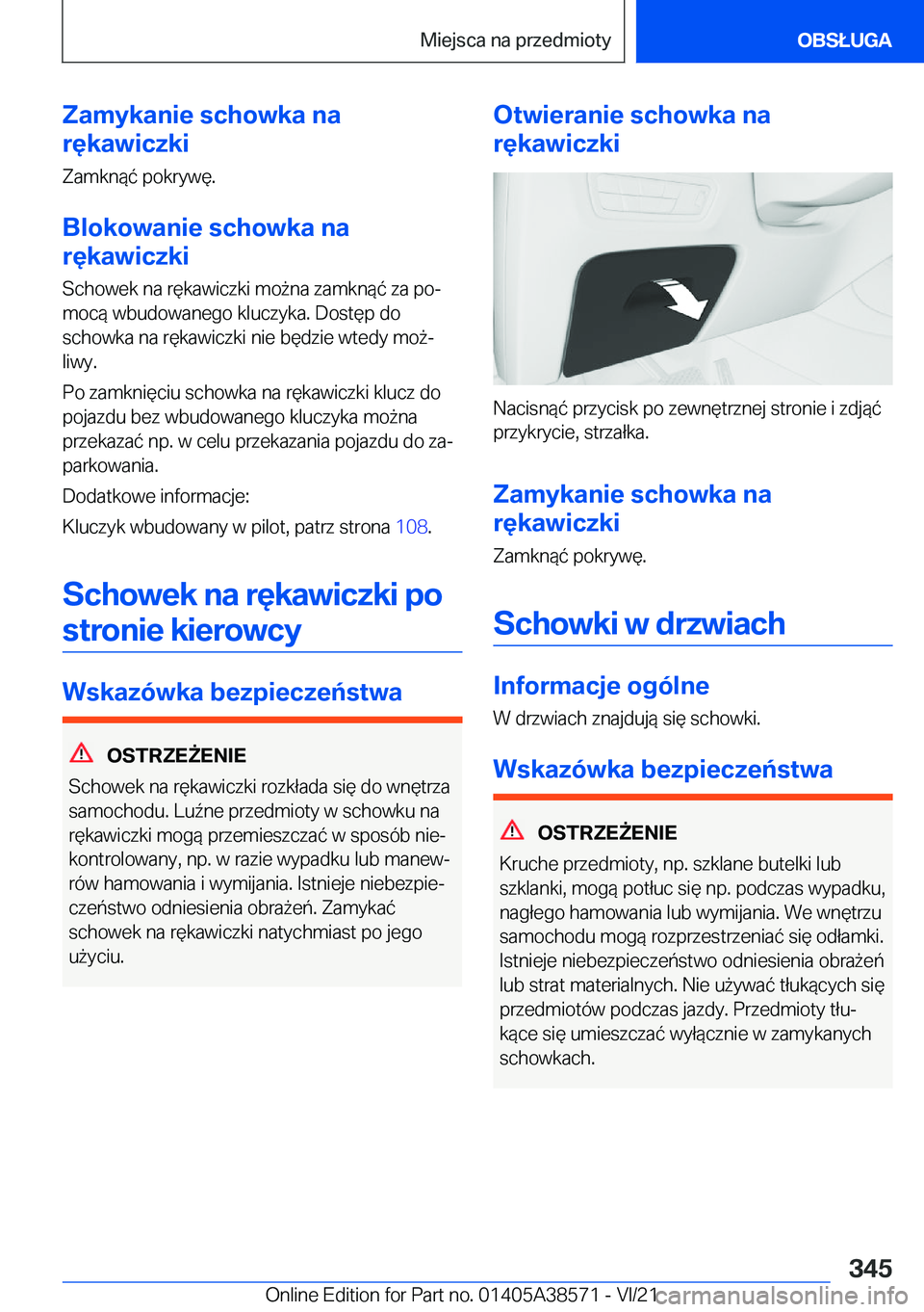 BMW X6 2022  Instrukcja obsługi (in Polish) �Z�a�m�y�k�a�n�i�e��s�c�h�o�w�k�a��n�a
�r�