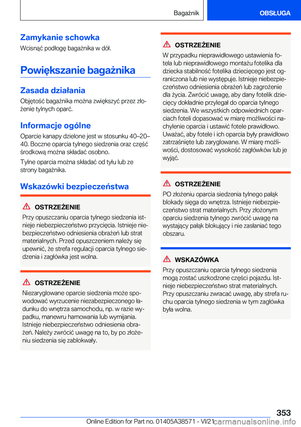 BMW X6 2022  Instrukcja obsługi (in Polish) �Z�a�m�y�k�a�n�i�e��s�c�h�o�w�k�a
�W�c�i�s�n�