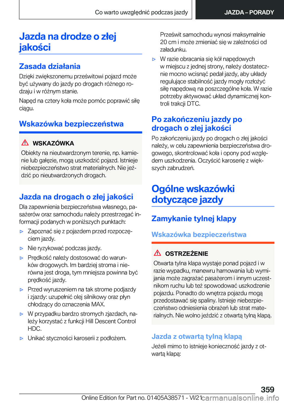 BMW X6 2022  Instrukcja obsługi (in Polish) �J�a�z�d�a��n�a��d�r�o�d�z�e��o��z�ł�e�j�j�a�k�o�c�i
�Z�a�s�a�d�a��d�z�i�a�ł�a�n�i�a
�D�z�i�