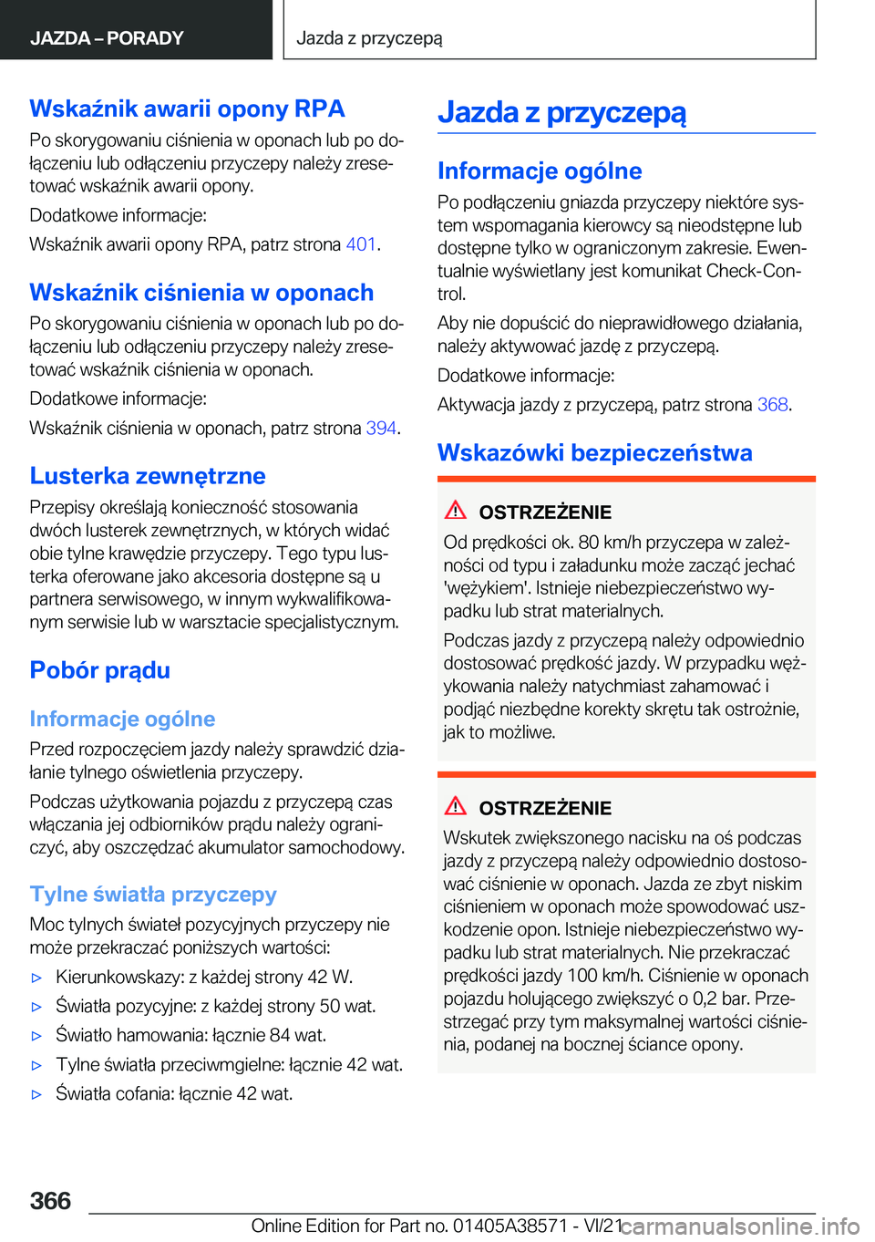 BMW X6 2022  Instrukcja obsługi (in Polish) �W�s�k�a7�n�i�k��a�w�a�r�i�i��o�p�o�n�y��R�P�A
�P�o��s�k�o�r�y�g�o�w�a�n�i�u��c�i�n�i�e�n�i�a��w��o�p�o�n�a�c�h��l�u�b��p�o��d�oj
�ł�