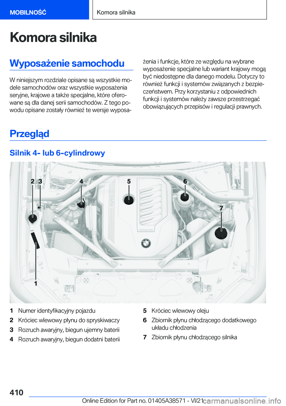 BMW X6 2022  Instrukcja obsługi (in Polish) �K�o�m�o�r�a��s�i�l�n�i�k�a�W�y�p�o�s�a9�e�n�i�e��s�a�m�o�c�h�o�d�u
�W��n�i�n�i�e�j�s�z�y�m��r�o�z�d�z�i�a�l�e��o�p�i�s�a�n�e��s�