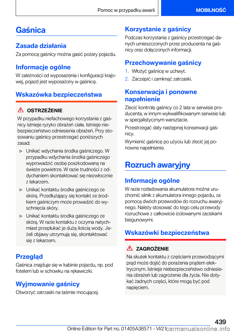 BMW X6 2022  Instrukcja obsługi (in Polish) �G�a�n�i�c�a
�Z�a�s�a�d�a��d�z�i�a�ł�a�n�i�a
�Z�a��p�o�m�o�c�