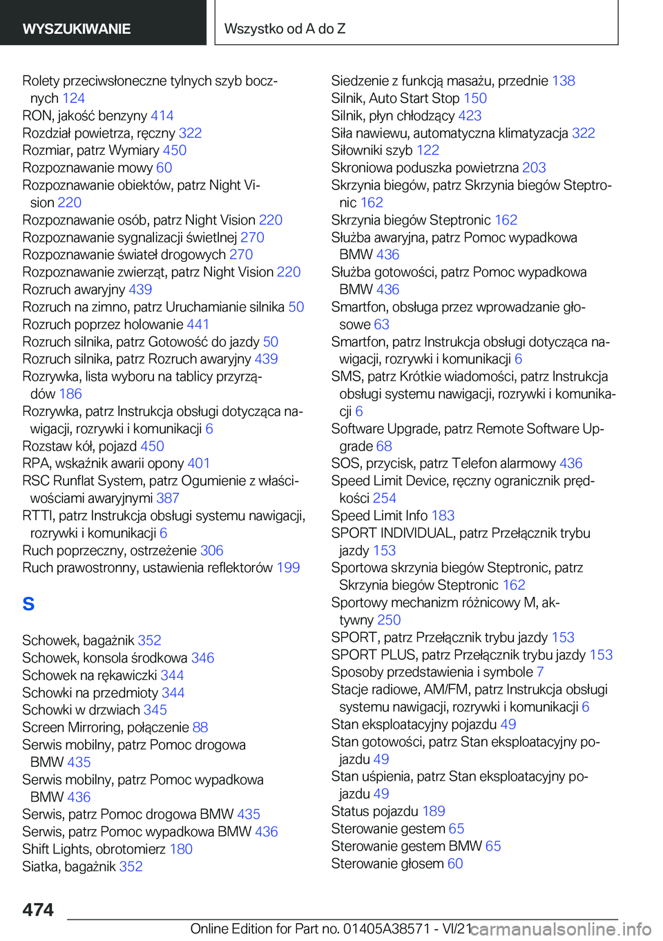 BMW X6 2022  Instrukcja obsługi (in Polish) �R�o�l�e�t�y��p�r�z�e�c�i�w�s�ł�o�n�e�c�z�n�e��t�y�l�n�y�c�h��s�z�y�b��b�o�c�zj�n�y�c�h� �1�2�4�
�R�O�N�,��j�a�k�o�