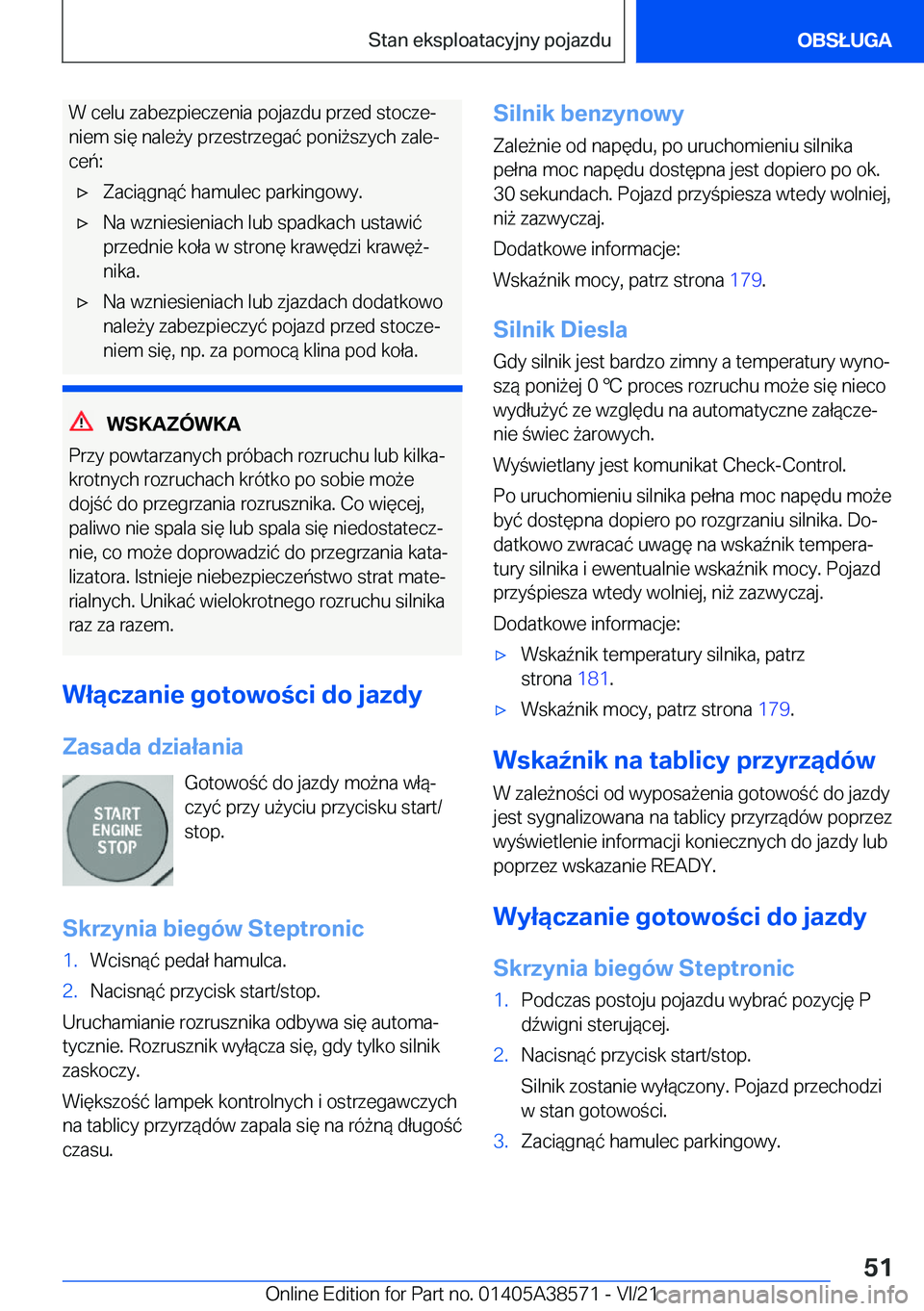 BMW X6 2022  Instrukcja obsługi (in Polish) �W��c�e�l�u��z�a�b�e�z�p�i�e�c�z�e�n�i�a��p�o�j�a�z�d�u��p�r�z�e�d��s�t�o�c�z�ej�n�i�e�m��s�i�