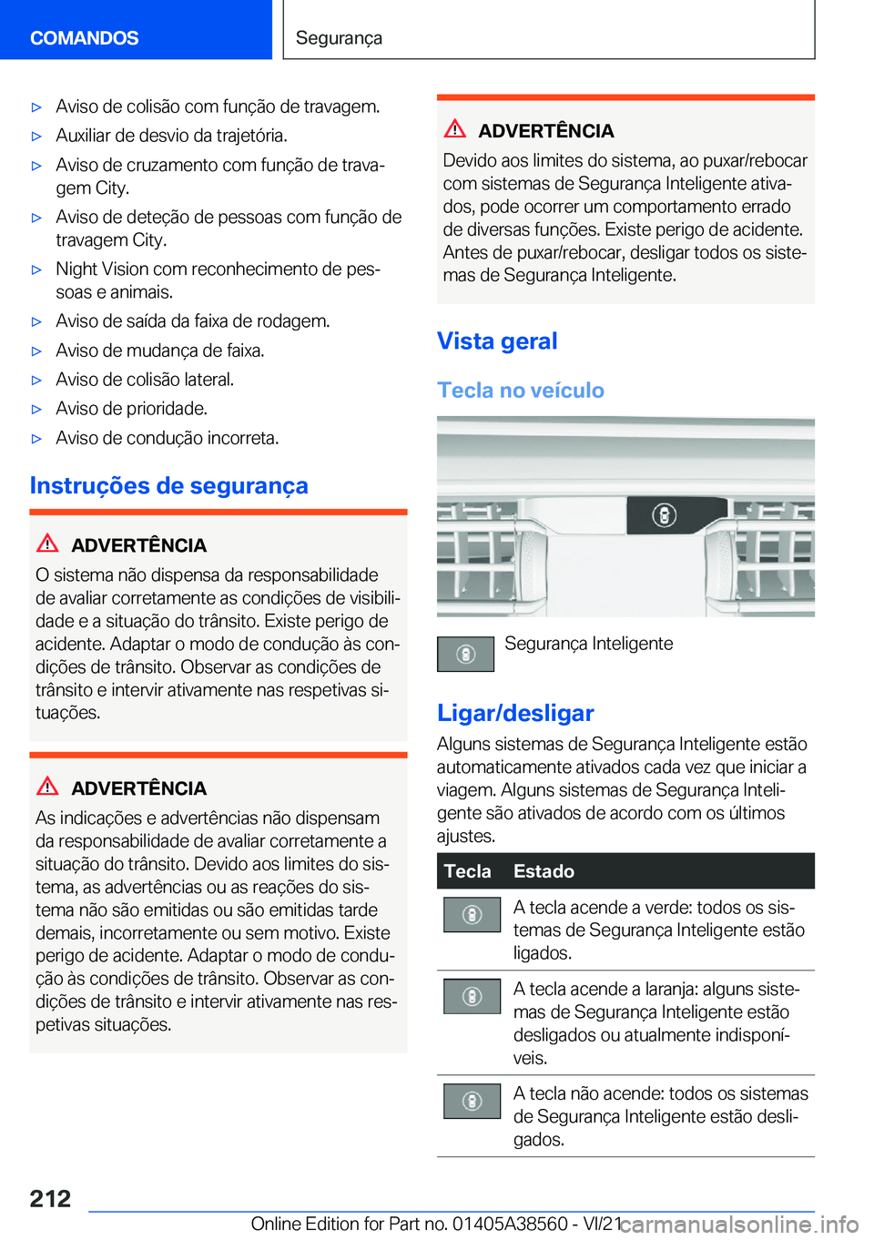 BMW X6 2022  Manual do condutor (in Portuguese) x�A�v�i�s�o��d�e��c�o�l�i�s�ã�o��c�o�m��f�u�n�