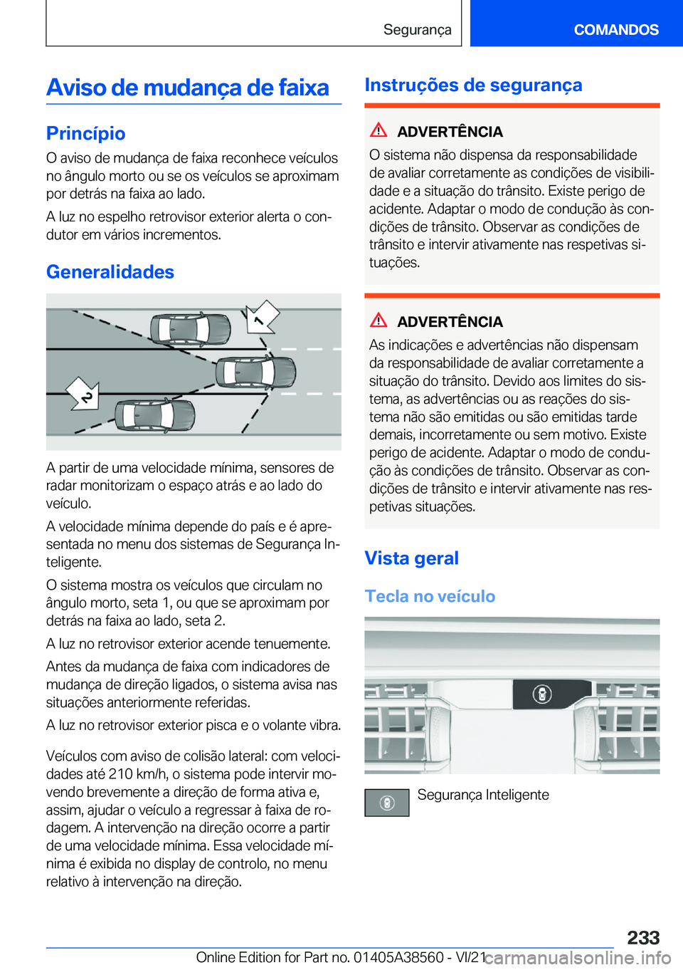 BMW X6 2022  Manual do condutor (in Portuguese) �A�v�i�s�o��d�e��m�u�d�a�n�