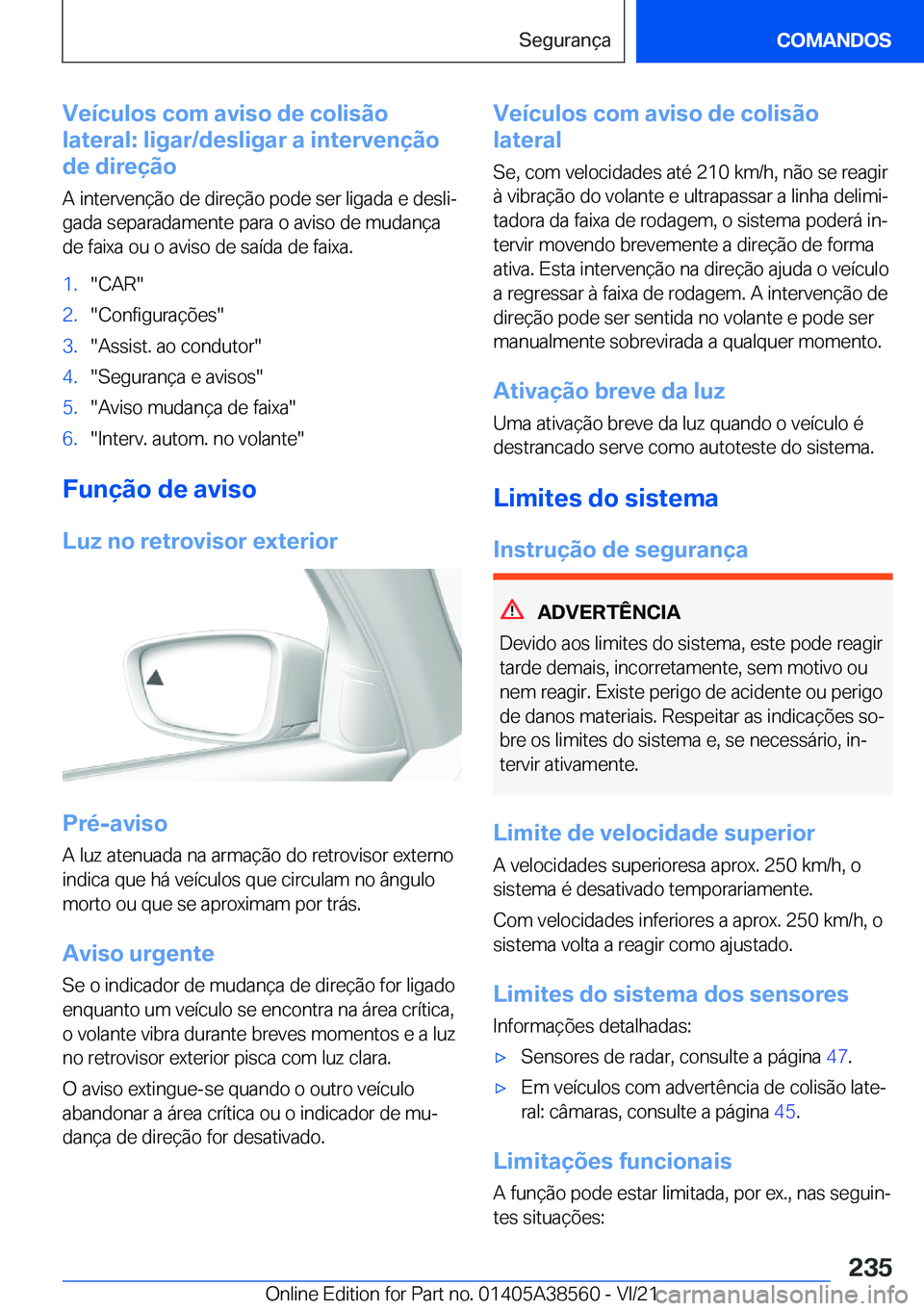 BMW X6 2022  Manual do condutor (in Portuguese) �V�e�
