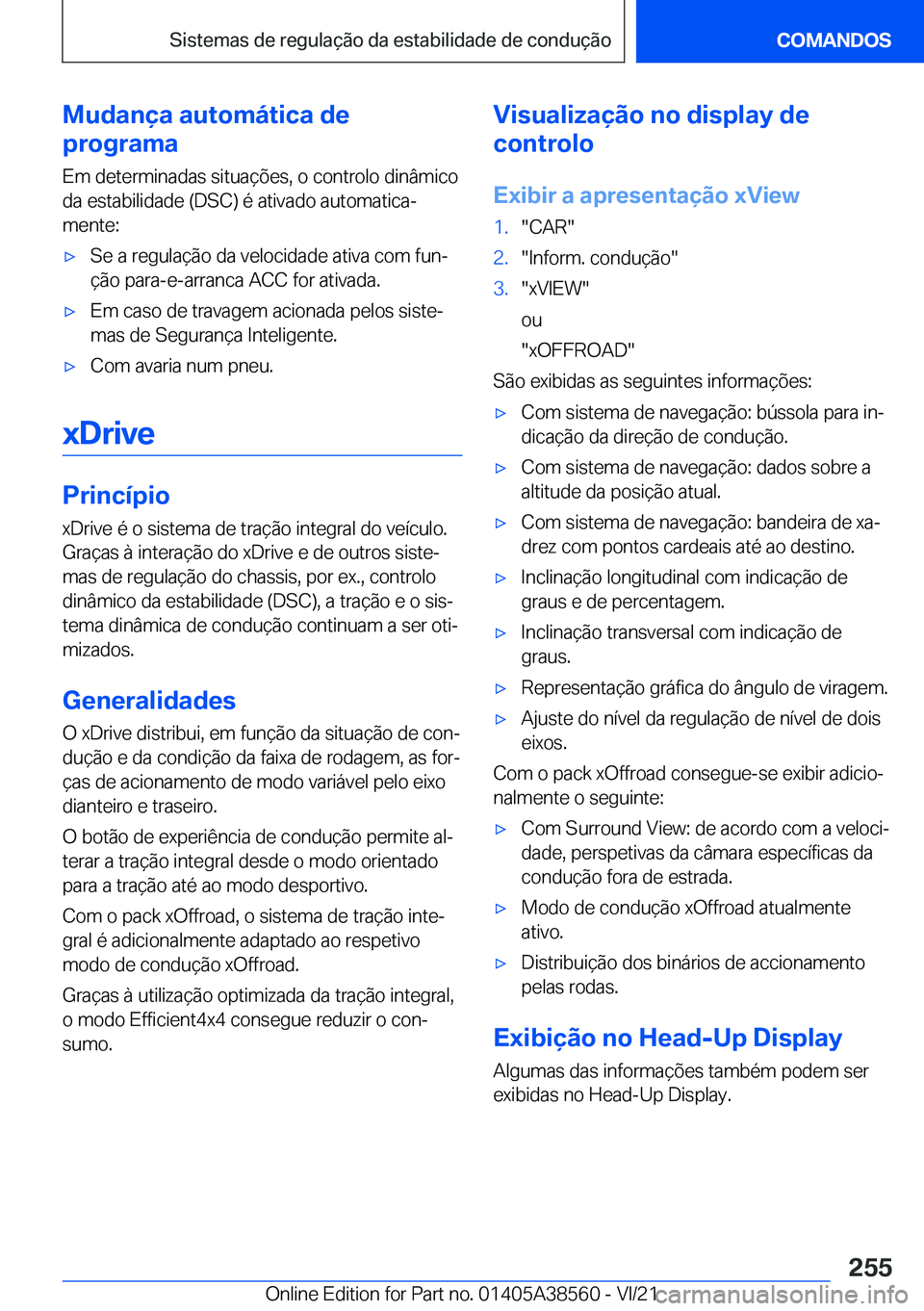 BMW X6 2022  Manual do condutor (in Portuguese) �M�u�d�a�n�