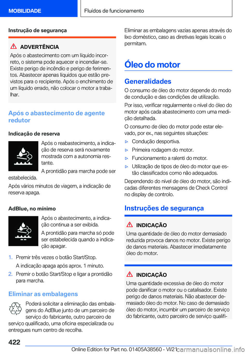 BMW X6 2022  Manual do condutor (in Portuguese) �I�n�s�t�r�u�