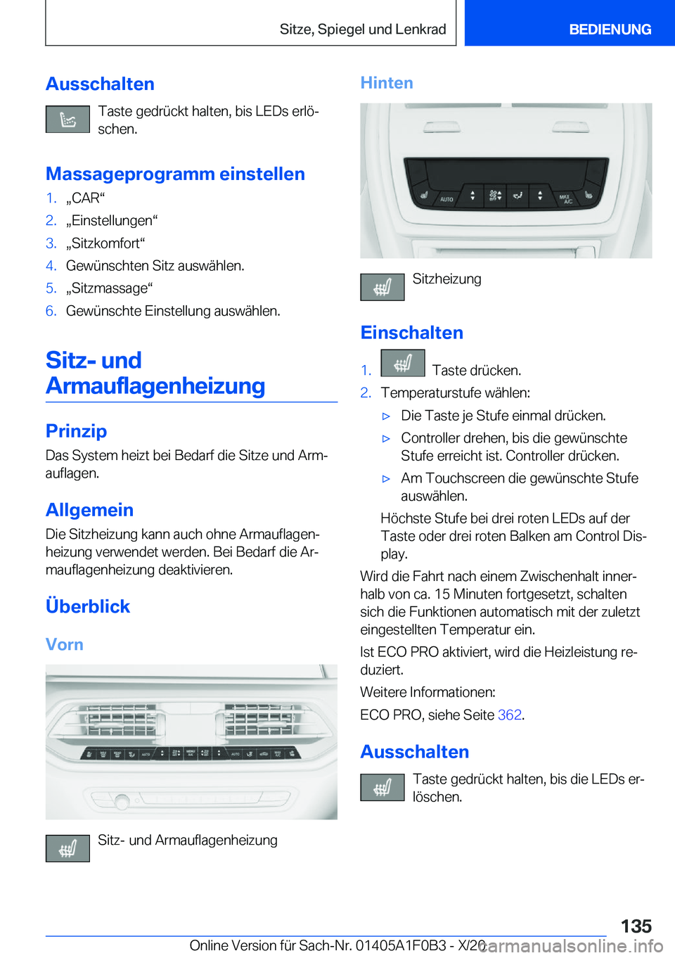 BMW X6 2021  Betriebsanleitungen (in German) �A�u�s�s�c�h�a�l�t�e�n�T�a�s�t�e��g�e�d�r�