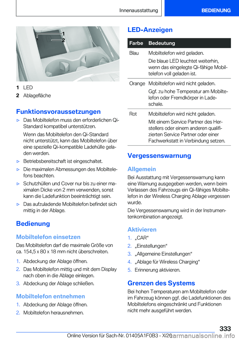 BMW X6 2021  Betriebsanleitungen (in German) �1�L�E�D�2�A�b�l�a�g�e�f�l�