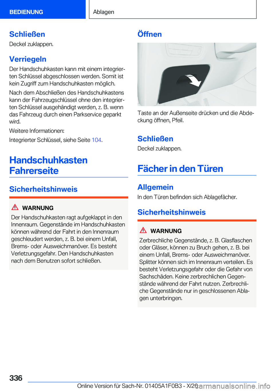 BMW X6 2021  Betriebsanleitungen (in German) �S�c�h�l�i�e�