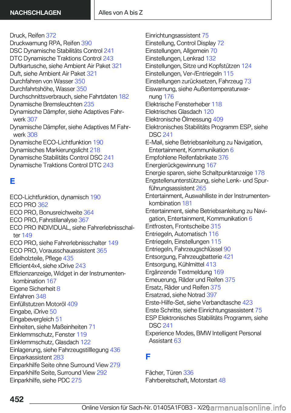 BMW X6 2021  Betriebsanleitungen (in German) �D�r�u�c�k�,��R�e�i�f�e�n��3�7�2�
�D�r�u�c�k�w�a�r�n�u�n�g��R�P�A�,��R�e�i�f�e�n� �3�9�0�
�D�S�C��D�y�n�a�m�i�s�c�h�e��S�t�a�b�i�l�i�t�