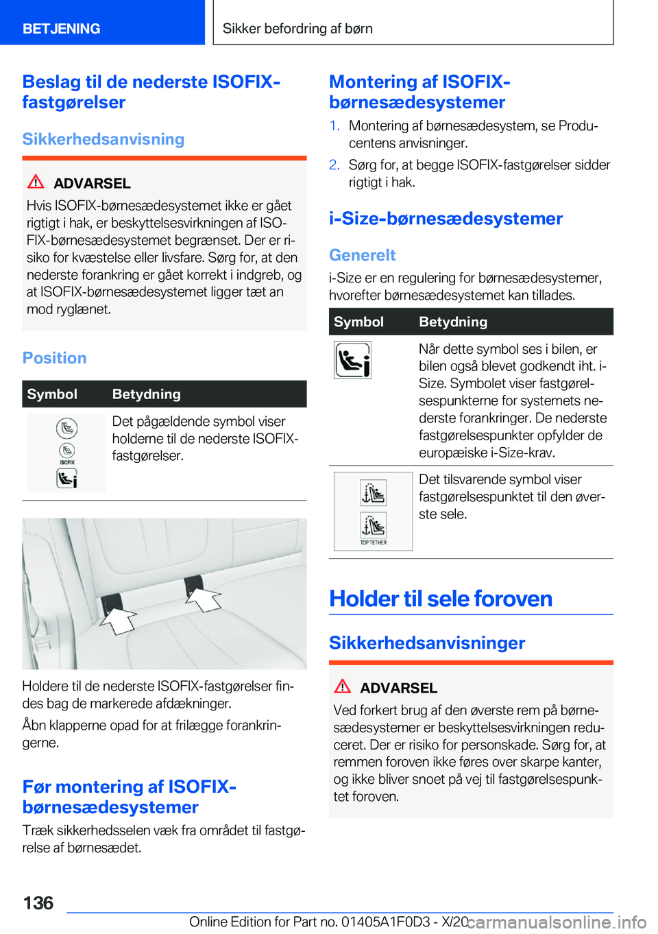 BMW X6 2021  InstruktionsbØger (in Danish) �B�e�s�l�a�g��t�i�l��d�e��n�e�d�e�r�s�t�e��I�S�O�F�I�X�-
�f�a�s�t�g�